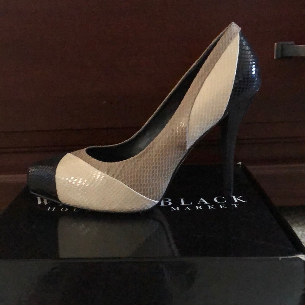 White House Black Market snakeskin heels